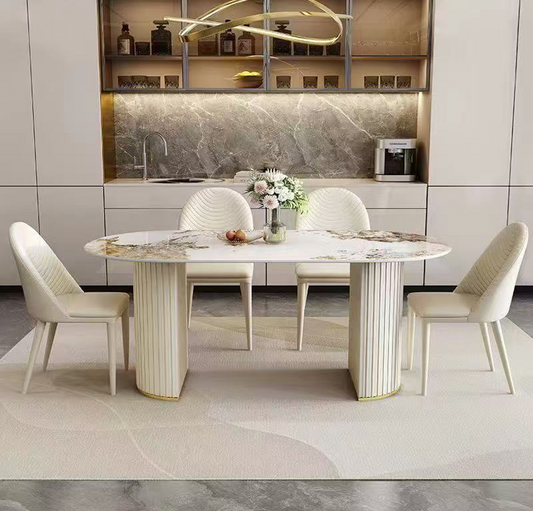Twin Pillar Stone Oval Dining Set - BY-#708