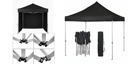 Aluminum black gazebo 2m x 2m with 3 side walls