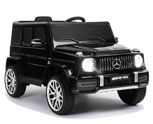 Black Mercedes-Benz G-Class kids ride on car on a white background