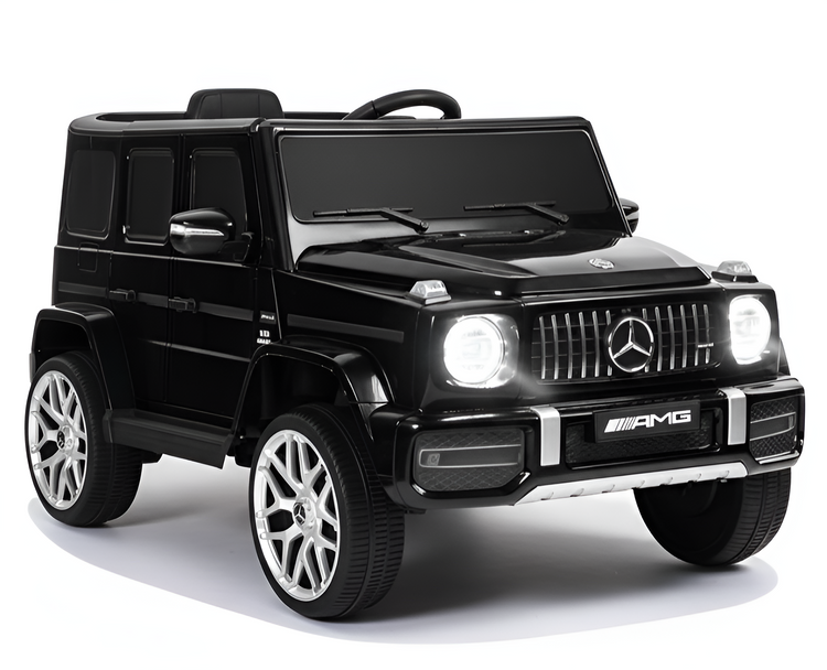 Black Mercedes-Benz G-Class kids ride on car on a white background