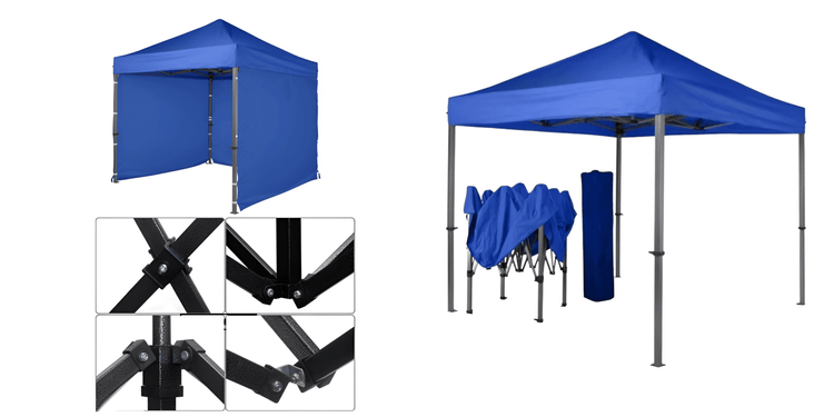 Blue Gazebo Steel 3m x 3m Heavy Duty 3 Side Walls & Weather Resistant on a white background