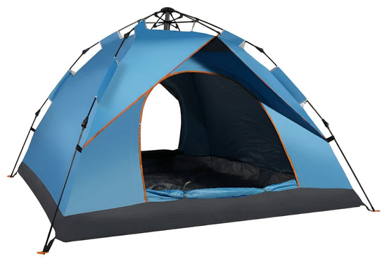 Blue automatic pop-up camping tent SY-HJ002 - 3–4 person waterproof UV-resistant breathable family tent with mesh window
