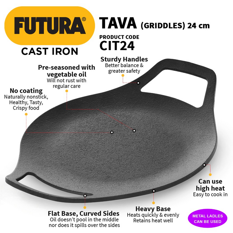 Futura Cast Iron 2L Tawa CIT24
