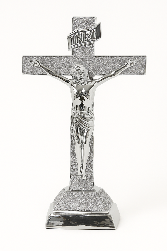 Silver Shiny Cross Decor