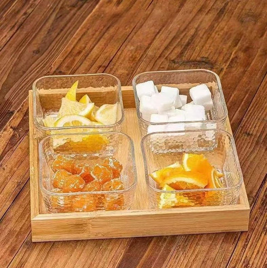 Glass Snack Tray 4pc AAA-2