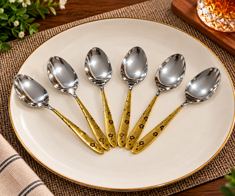 Tea Spoon Silver & Gold 6pc