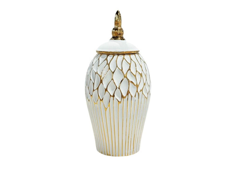Ceramic Jar White & Gold XL022