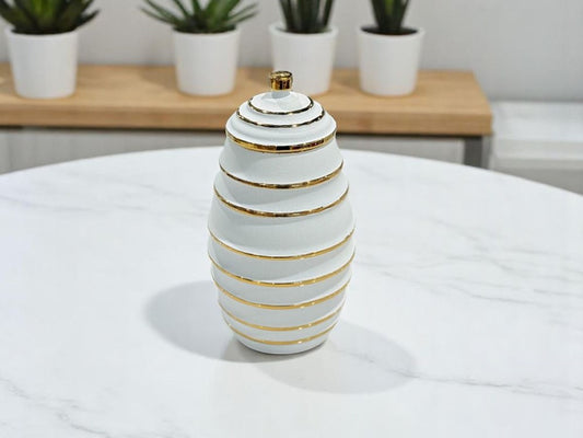 Ceramic Jar White & Gold XL042