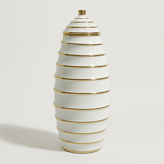 Ceramic Jar White & Gold – XL043