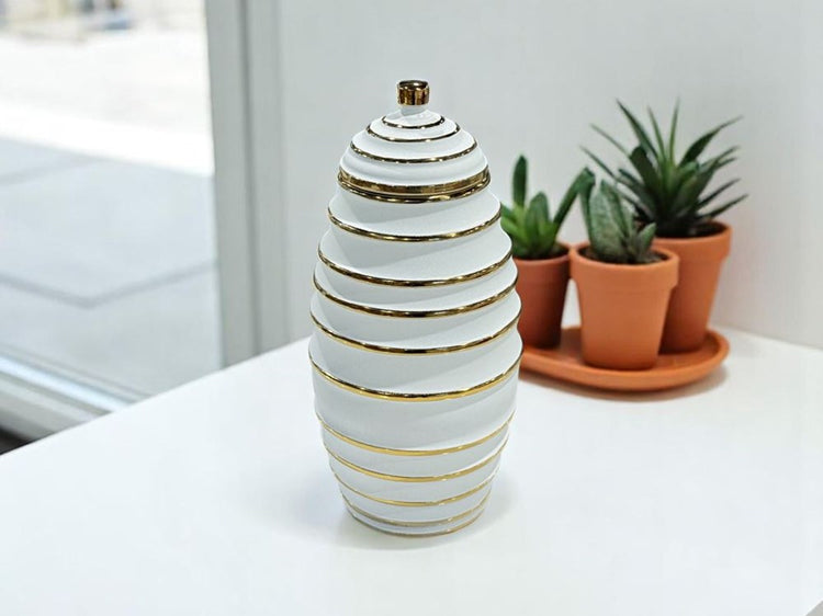 Ceramic Jar White & Gold – XL043
