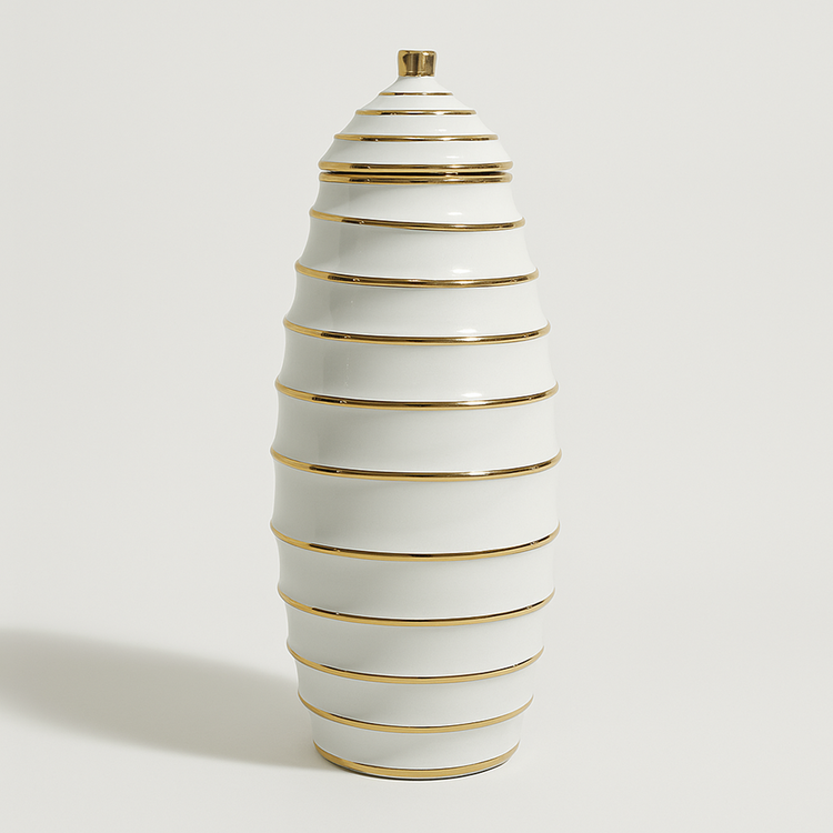 Ceramic Jar White & Gold – XL043