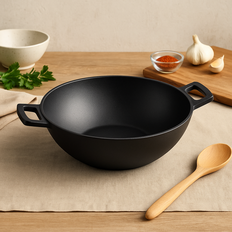 Cast Iron Kadai Wok 26cm 2246-7
