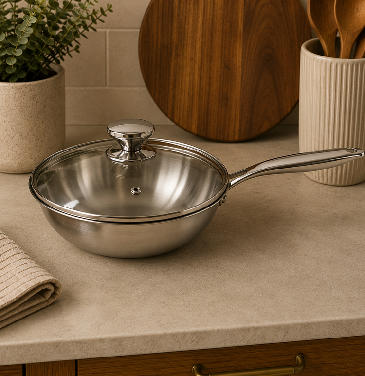 S/S Wok Pan with Lid 28cm