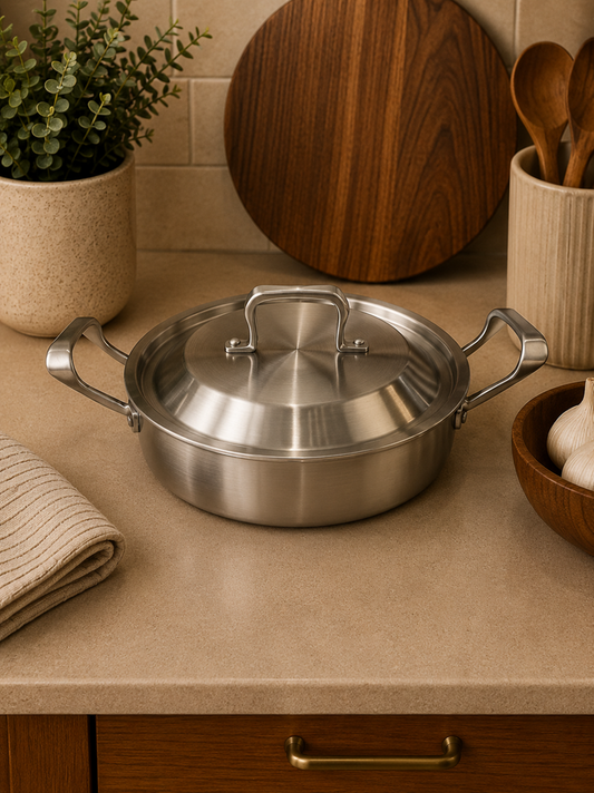 S/S Shallow Pot 28cm