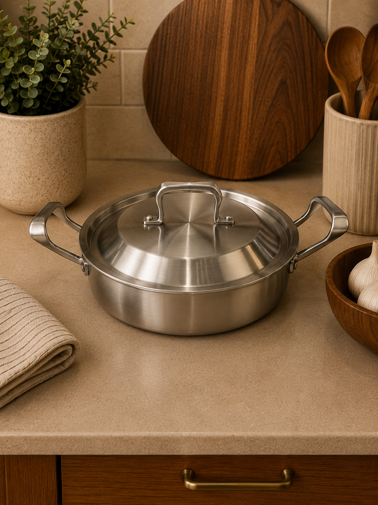 S/S Shallow Pot 26cm