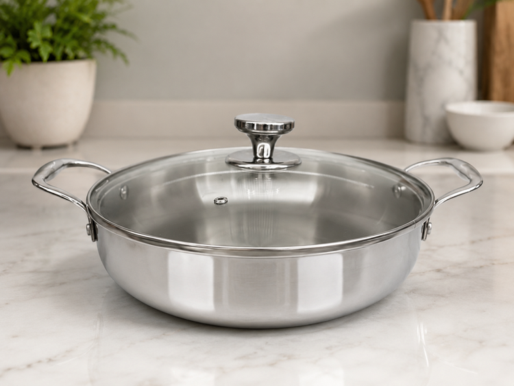 S/S Fry Pan with Lid 30cm