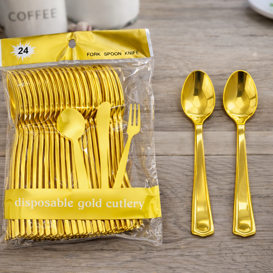 Gold Disposable Spoon 24pc