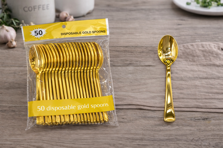 Gold Disposable Spoons 50pc