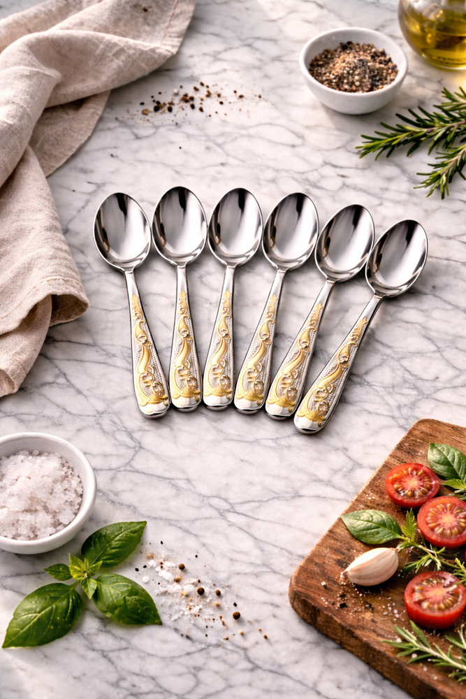 Tea Spoon Silver & Gold 6pc DB07