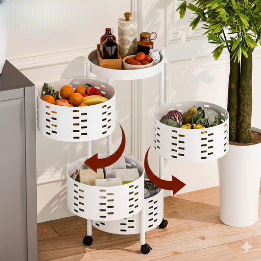 White Rolling Storage Trolley 4 Tier