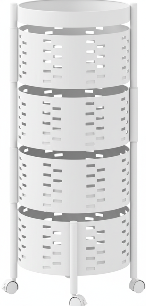 White Rolling Storage Trolley 4 Tier