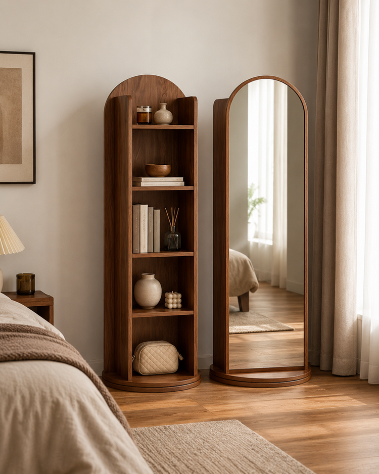 Rotating Bookshelf Mirror