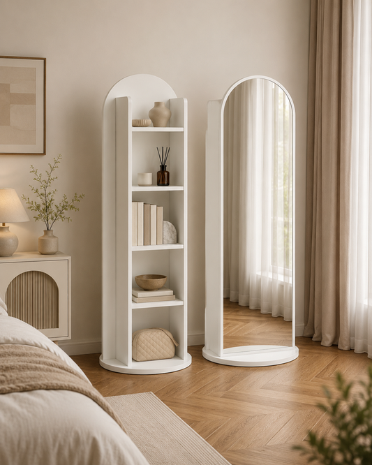 Rotating Bookshelf Mirror