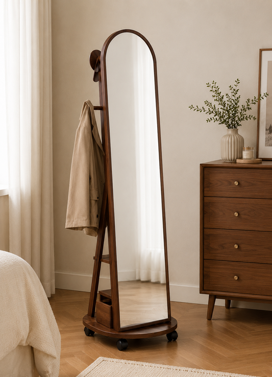 Rotating Coat Rack Mirror