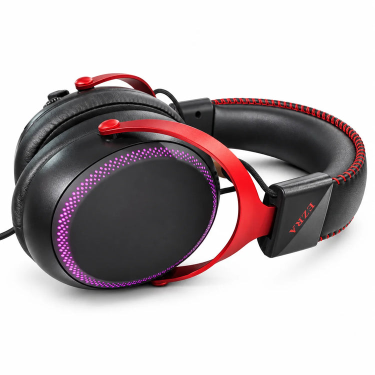 BW105 2.4GHz wireless over-ear gaming headset with RGB lighting, stereo sound, adjustable padded headband, soft ear cushions and boom microphone, assorted colours.