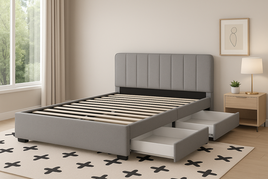 Queen Bed 152 x 203cm Chenille Silver 4182-3D