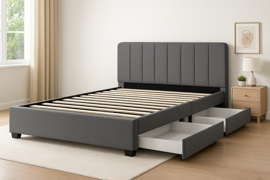 Queen Bed 152 x 203cm Chenille Charcoal 4182-3D