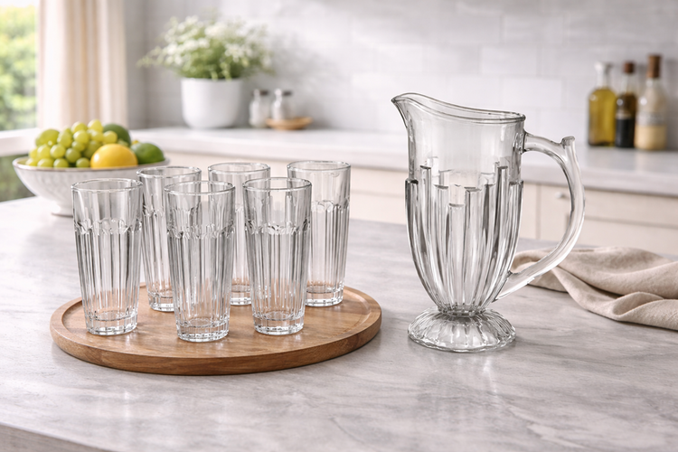 Glass Jug & Cups 7pc DSH2026/L7