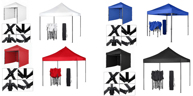Gazebo Steel 2.5m x 2.5m with 3 Side Walls | Outdoor Pop-Up Shelter