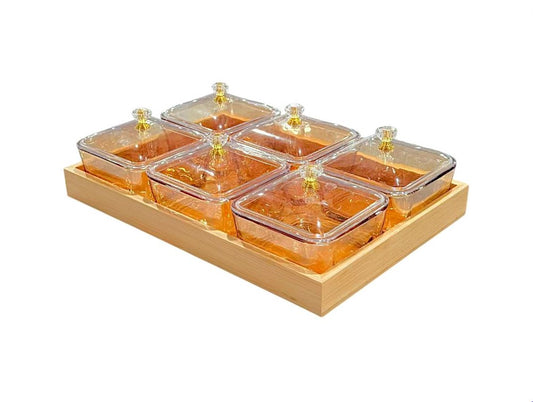 Glass Snack Tray 6pc AAA-3
