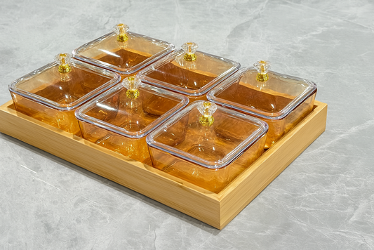 Glass Snack Tray 6pc AAA-3