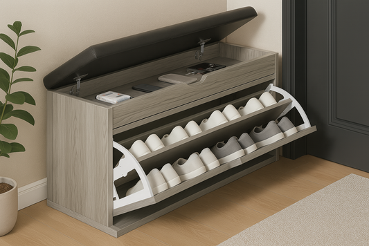 Shoe Cabinet Gray & Black HXD001443