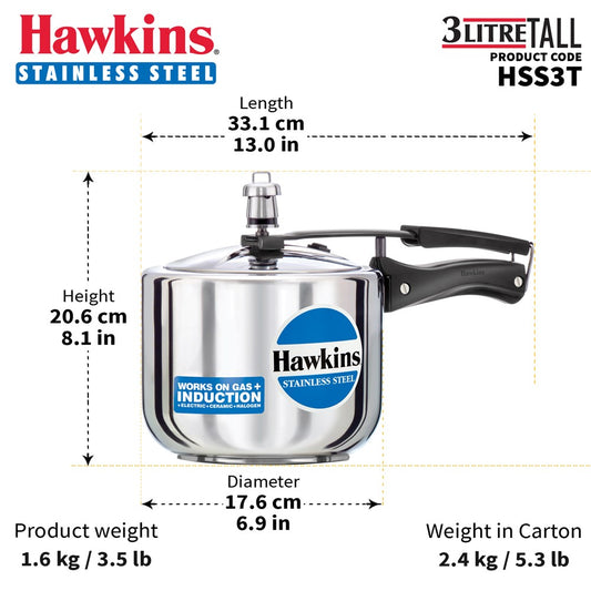 Stainless Steel Pressure Cooker 3L HHS3T