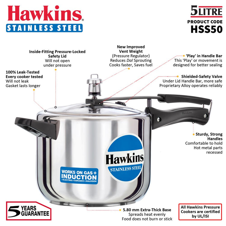 Stainless Steel Pressure Cooker 5L HSS50