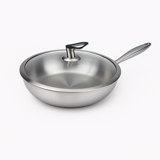 SS Fry Pan 34cm With Lid HZ-DB34