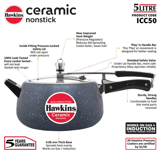 Non-Stick Ceramic Pressure Cooker 5L ICC50