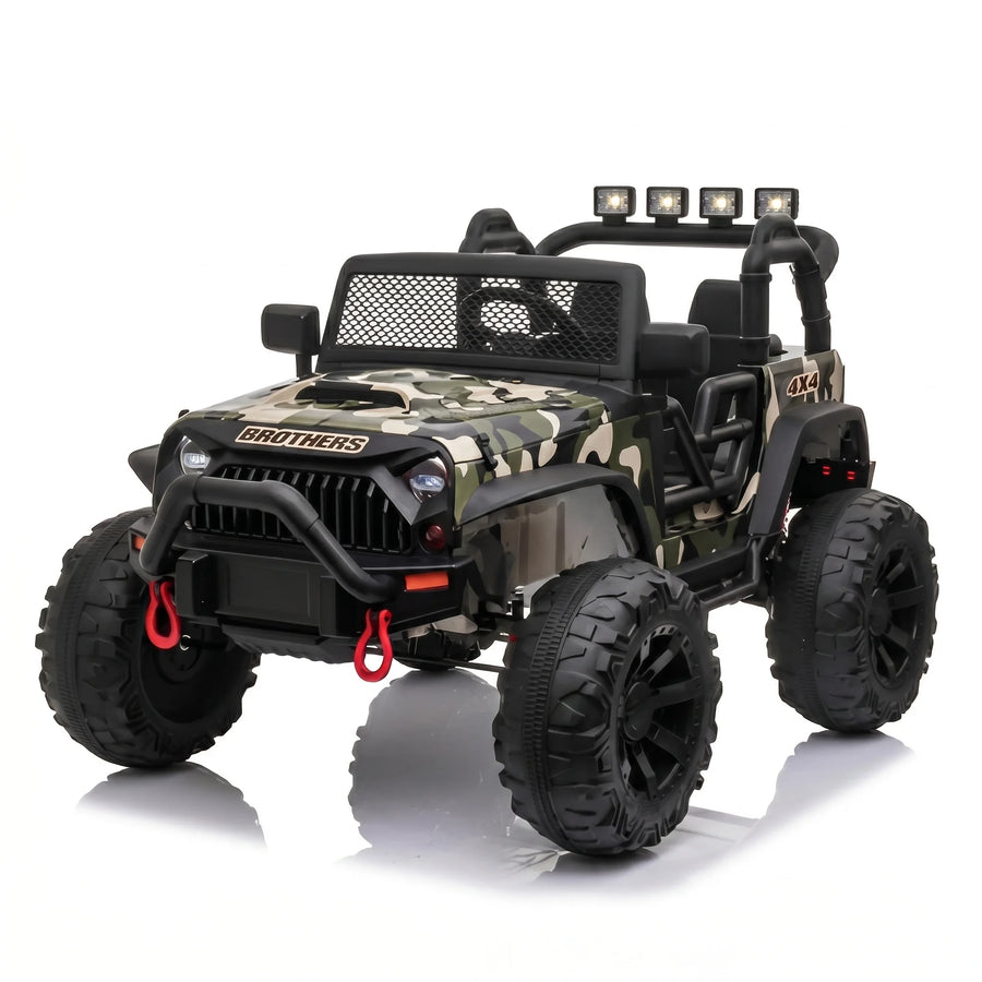 Kids 24V 4WD electric ride on Jeep C-666 in rugged green with remote control
