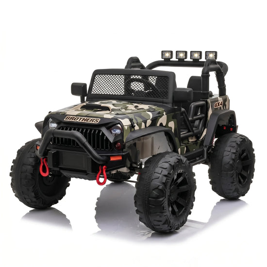 Kids 24V 4WD electric ride on Jeep C-666 in rugged green with remote control