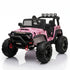 Kids 24V 4WD electric ride on Jeep C-666 in playful pink with remote control