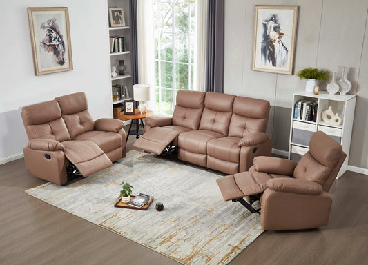 Aura Recliner Lounge Suite 3+2+1 | Brown PU Leather | JH9041