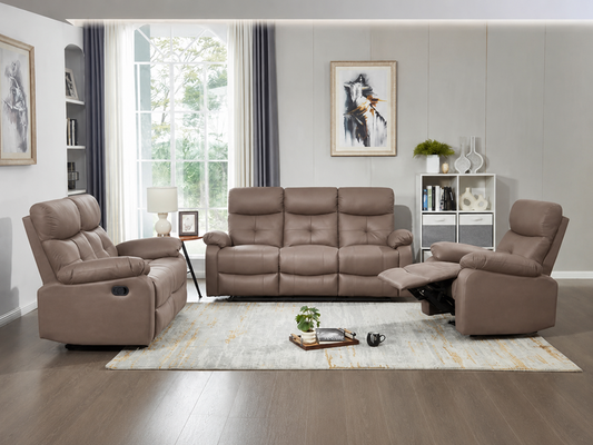 Aura Recliner Lounge Suite 3+2+1 | Brown PU Leather | JH9041