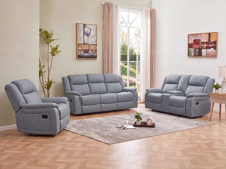Bamyan Recliner Lounge Suite 3+2+1 | Grey Fabric | JH9045