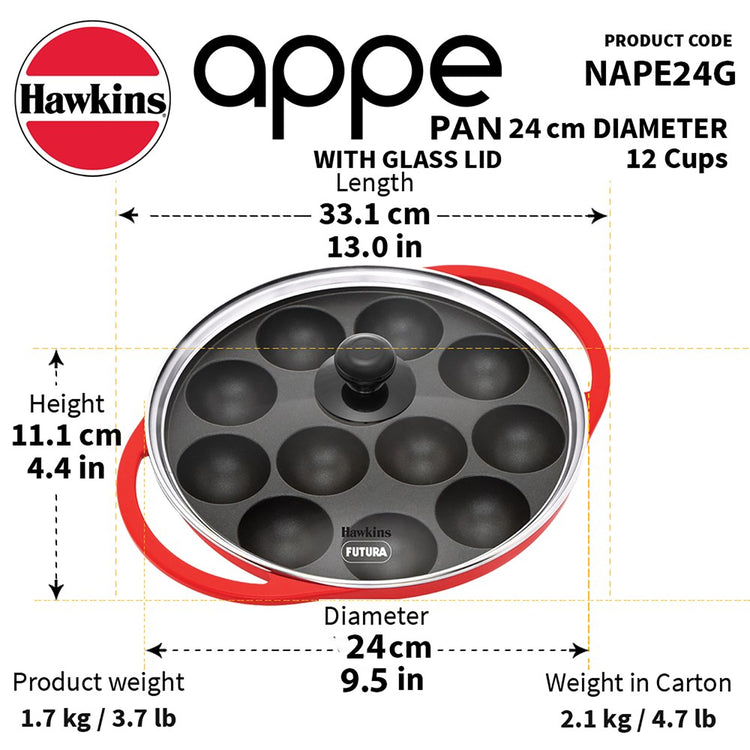 Appe Pan 24cm with Lid NAPE24G