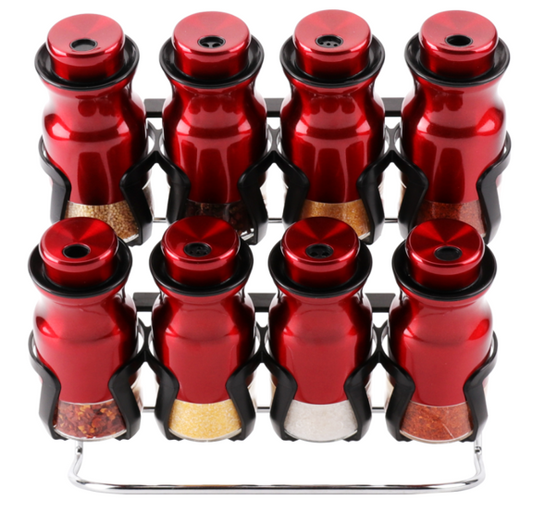 Spice Rack Condiment Red 8pc O1022H