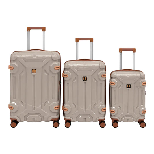 Beige 3pc Rugged Travel Suitcase Set | TSA Lock Luggage | PP-05