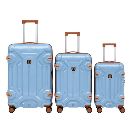Light Blue 3pc Rugged Travel Suitcase Set | TSA Lock Luggage | PP-05